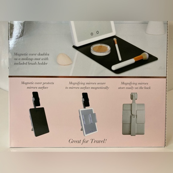 GloTech Portable Beauty LED Travel Mirror with Makeup Mat Cover Touch Sensor - Picture 4 of 7